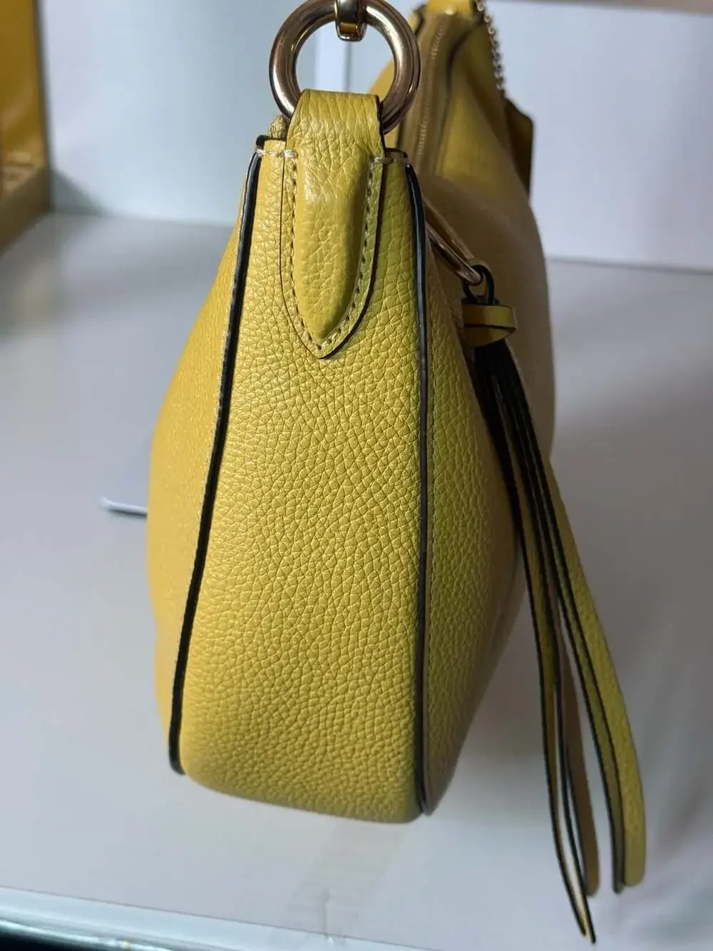 Coach Polished Pebble Leather Huda Hobo Bag in Bright Yellow